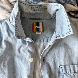 Vans Light Blue short sleeve Denim Shirt Pride Collection size L